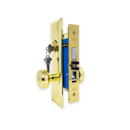 PREMIER LOCK Brass Mortise Entry Left Hand Door Lock Set w/2.75 in. Backset, 2 SC1 Keys and Wide Face Plate-Hex ML02